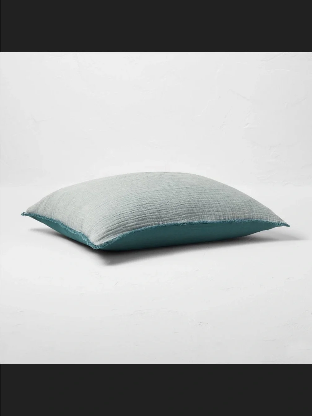 Reversible King Textured Chambray Cotton Pillow Sham Dark Teal Blue - Casaluna